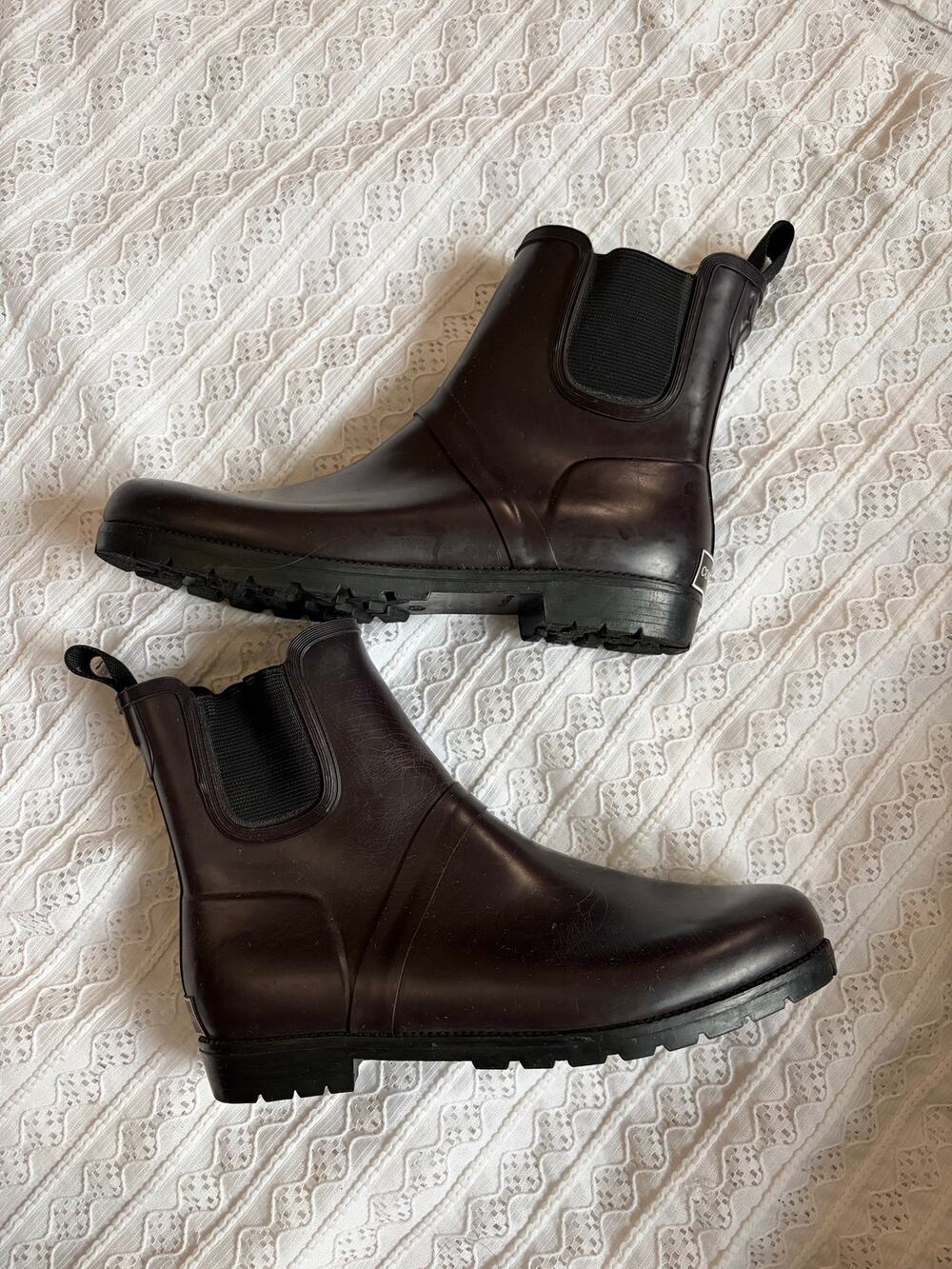 Cole Haan Brown Chelsea Rain Boots Waterproof Rubber Womens Size 9 Ankle